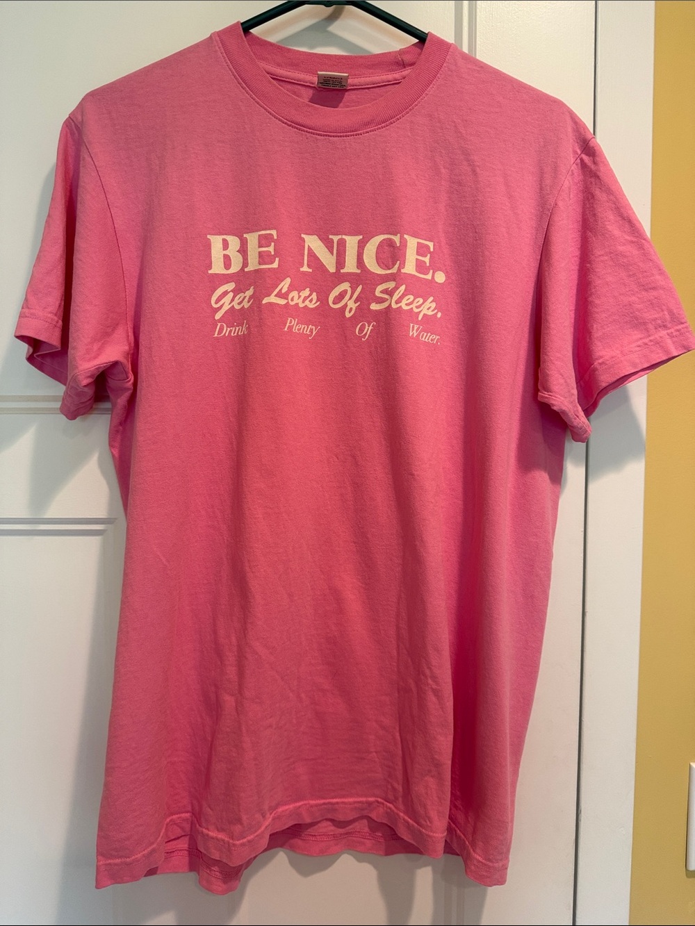 Sporty & Rich Pink "BE NICE" Short Sleeve Tee